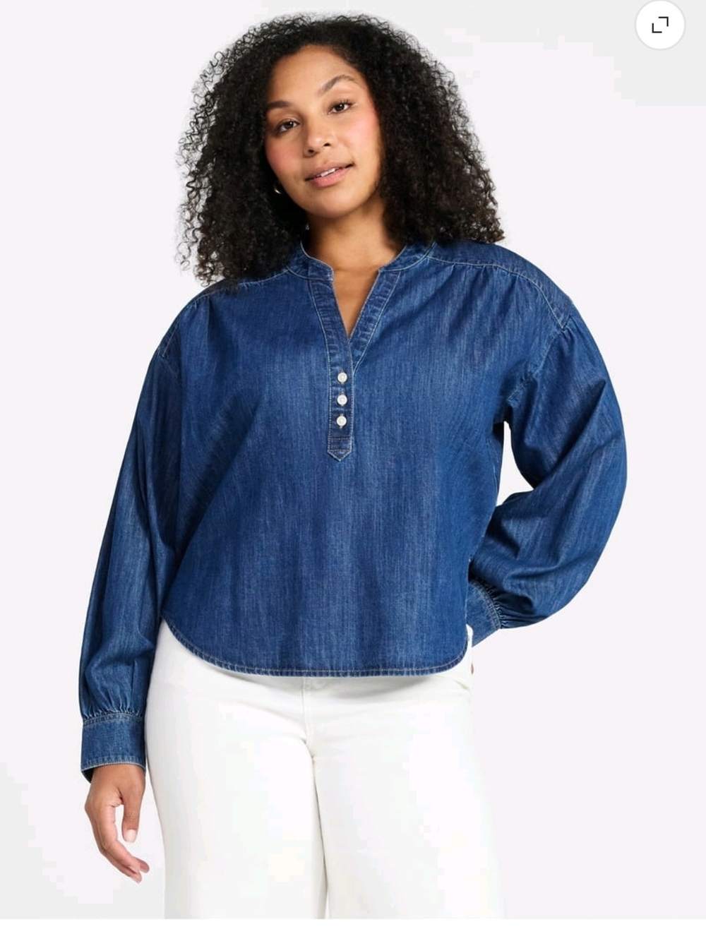 Time and Tru Dark Blue Denim Tunic Top